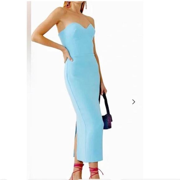 ALEX PERRY Bright Blue Draven Stretch Crepe Sweetheart Dress (US 6/AU 10) NWT! - Picture 2 of 11